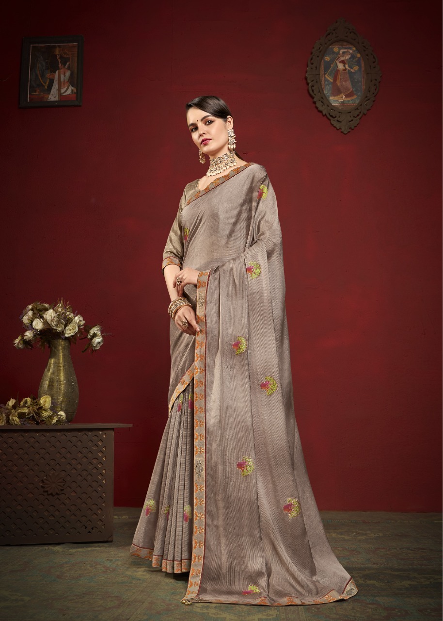 vallabhi print bliss moss chiffon new and modern style saree catalog