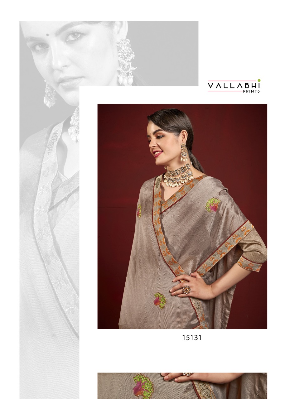 vallabhi print bliss moss chiffon new and modern style saree catalog