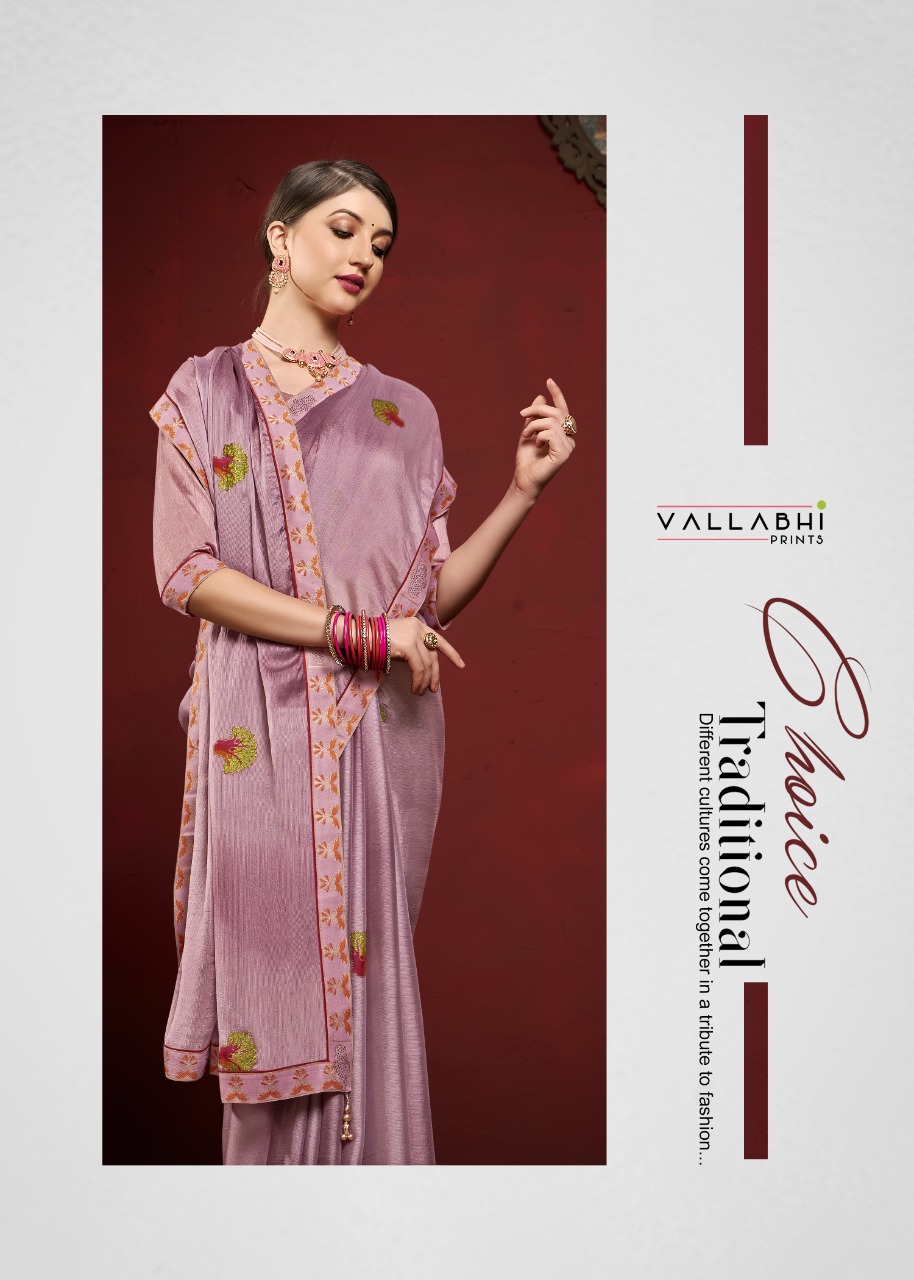 vallabhi print bliss moss chiffon new and modern style saree catalog