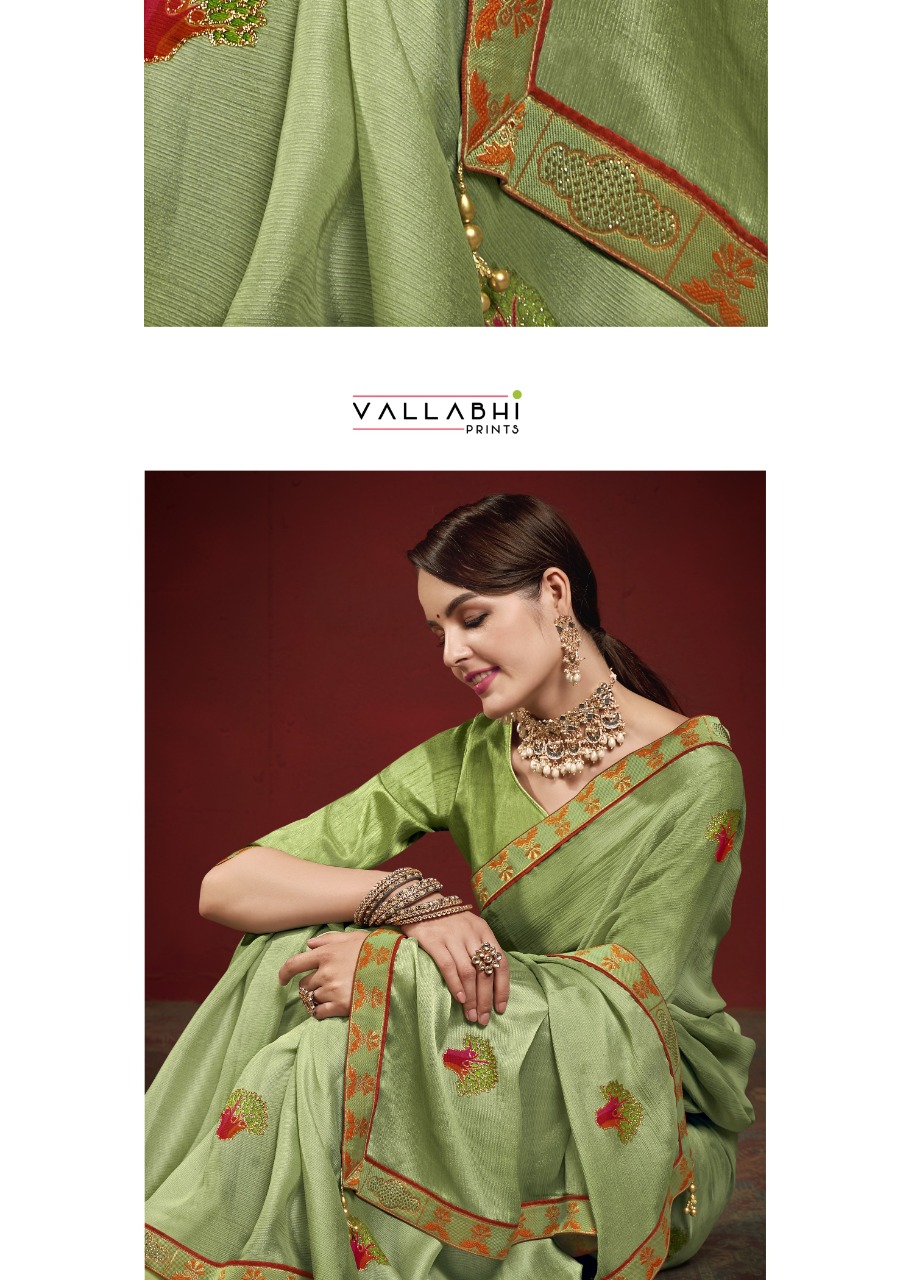 vallabhi print bliss moss chiffon new and modern style saree catalog