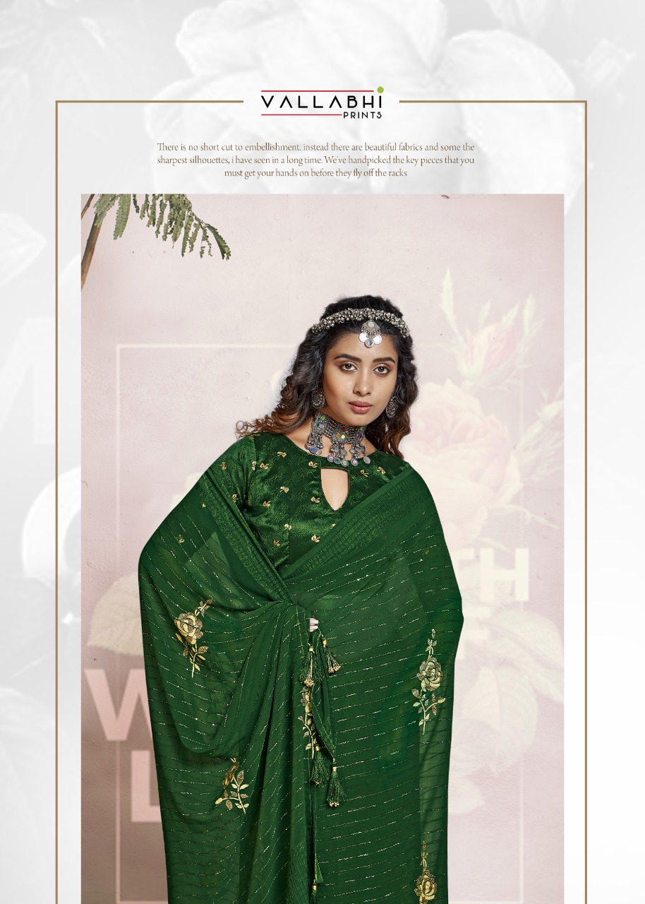 vallabhi print lara georgette elegant look saree catalog