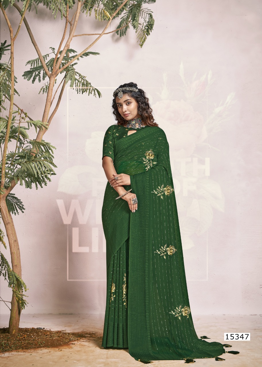 vallabhi print lara georgette elegant look saree catalog