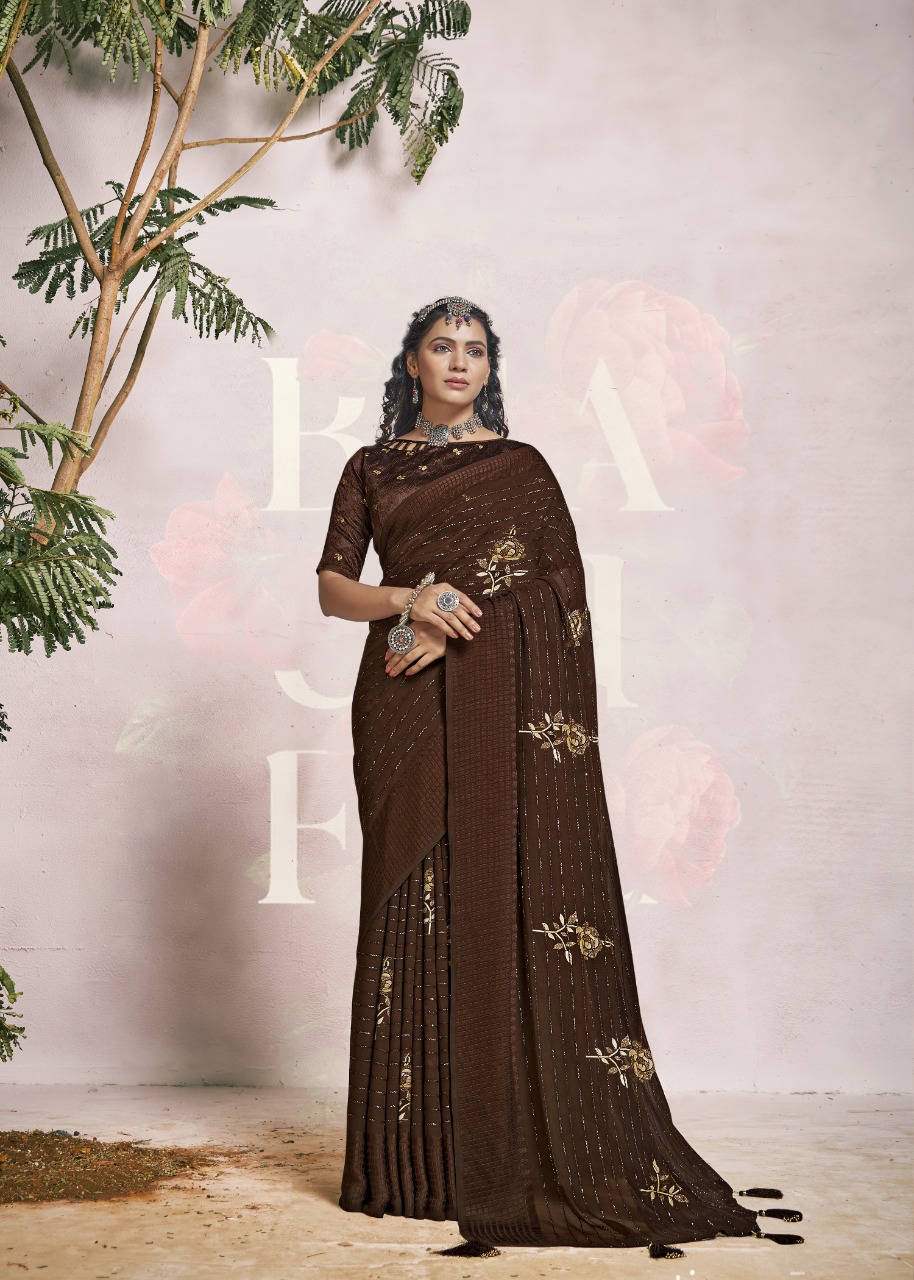 vallabhi print lara georgette elegant look saree catalog