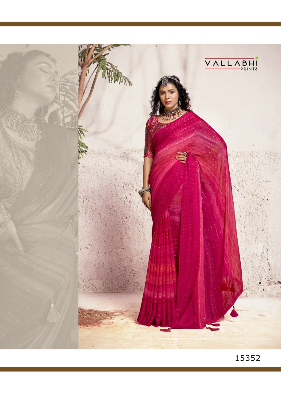 vallabhi print mandaar georgette decent look saree catalog