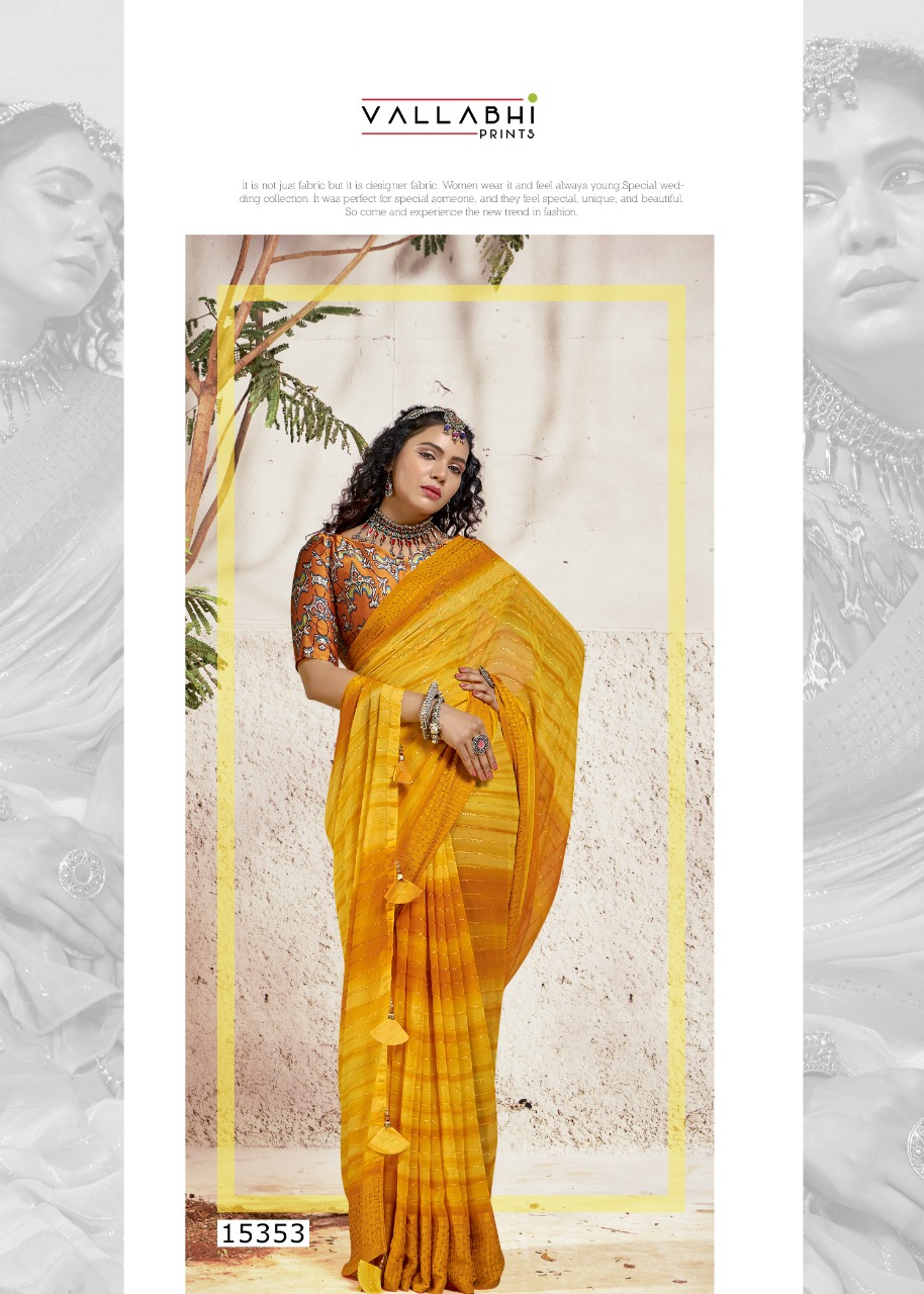 vallabhi print mandaar georgette decent look saree catalog