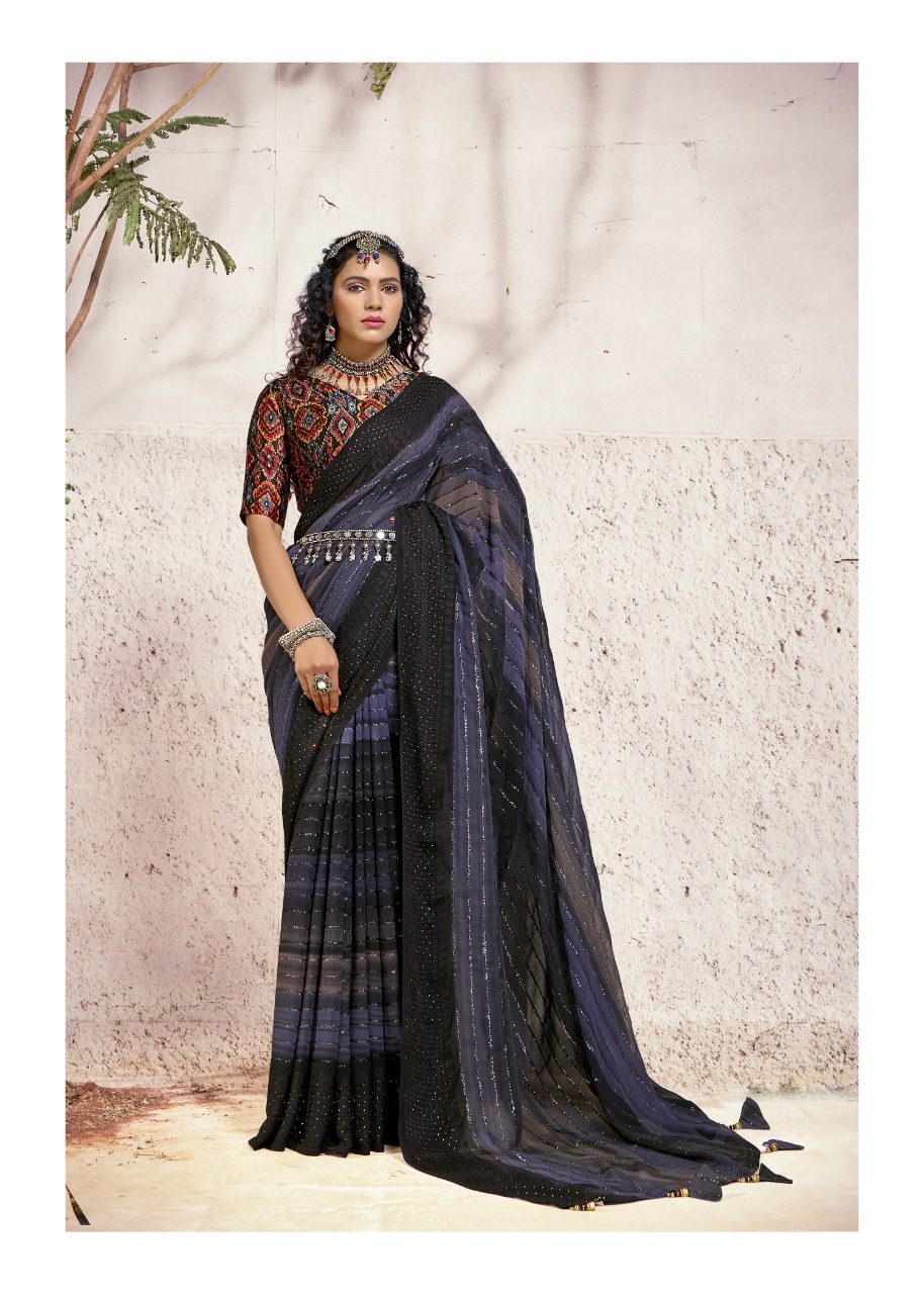 vallabhi print mandaar georgette decent look saree catalog