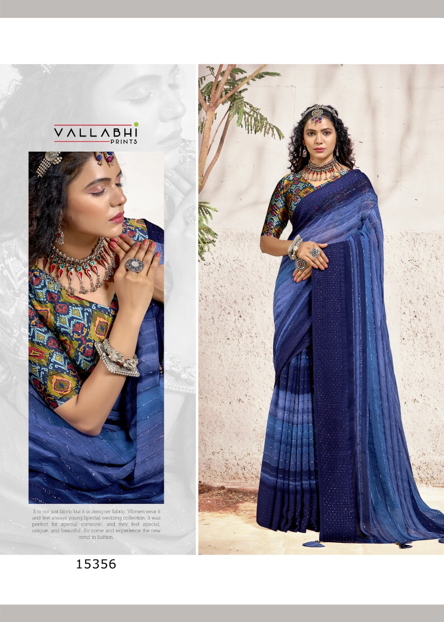 vallabhi print mandaar georgette decent look saree catalog