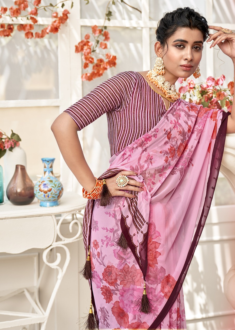 vallabhi print mithilanchal georgette attractive look saree catalog