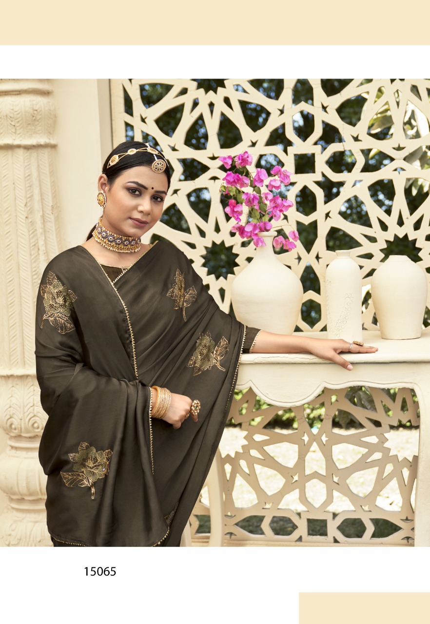 vallabhi print paeonia black rangoli  attractive saree catalog