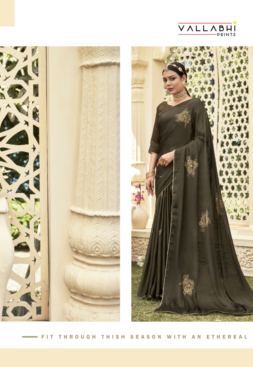 vallabhi print paeonia black rangoli  attractive saree catalog