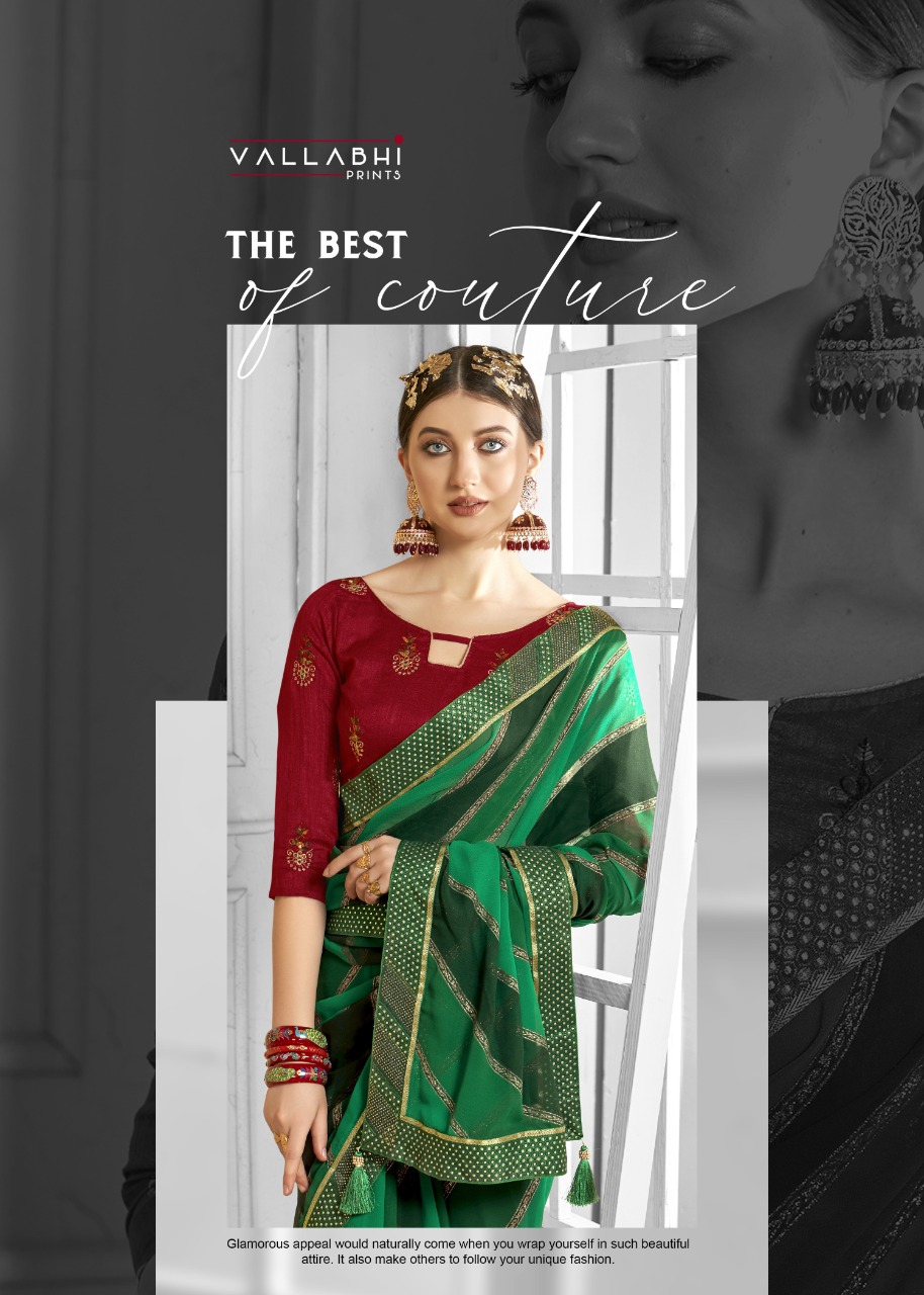 vallabhi print peacock georgette attractive look saree catalog