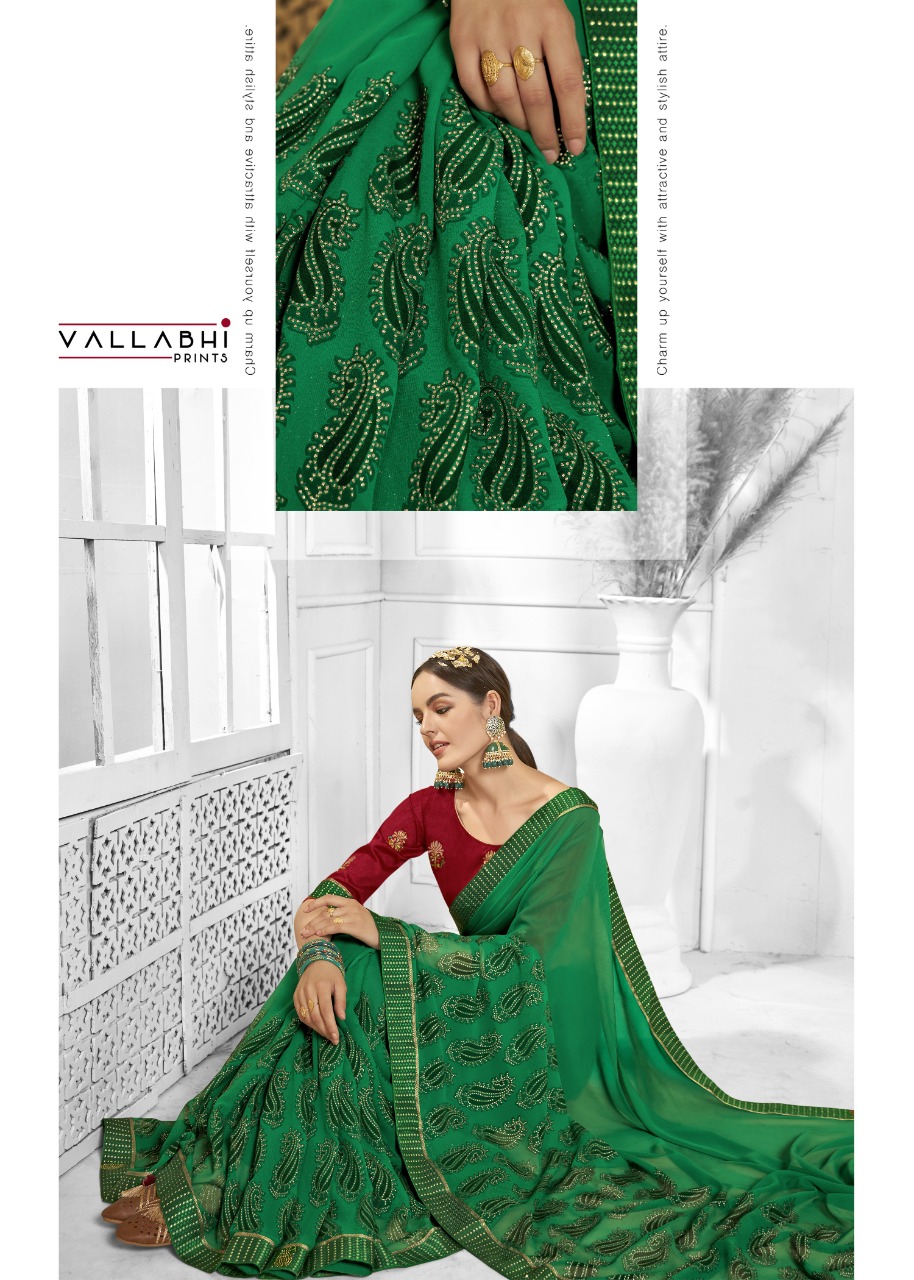 vallabhi print peacock georgette attractive look saree catalog