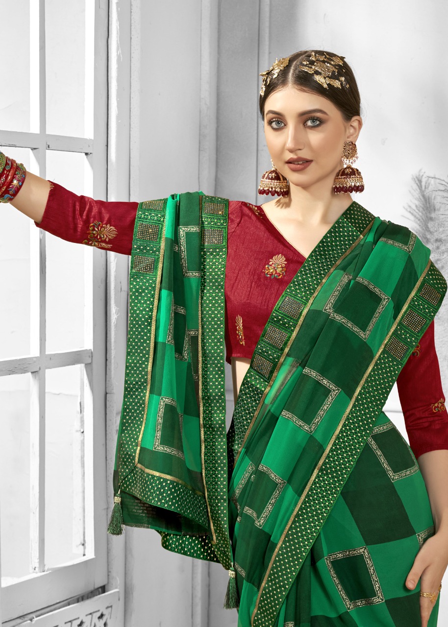 vallabhi print peacock georgette attractive look saree catalog