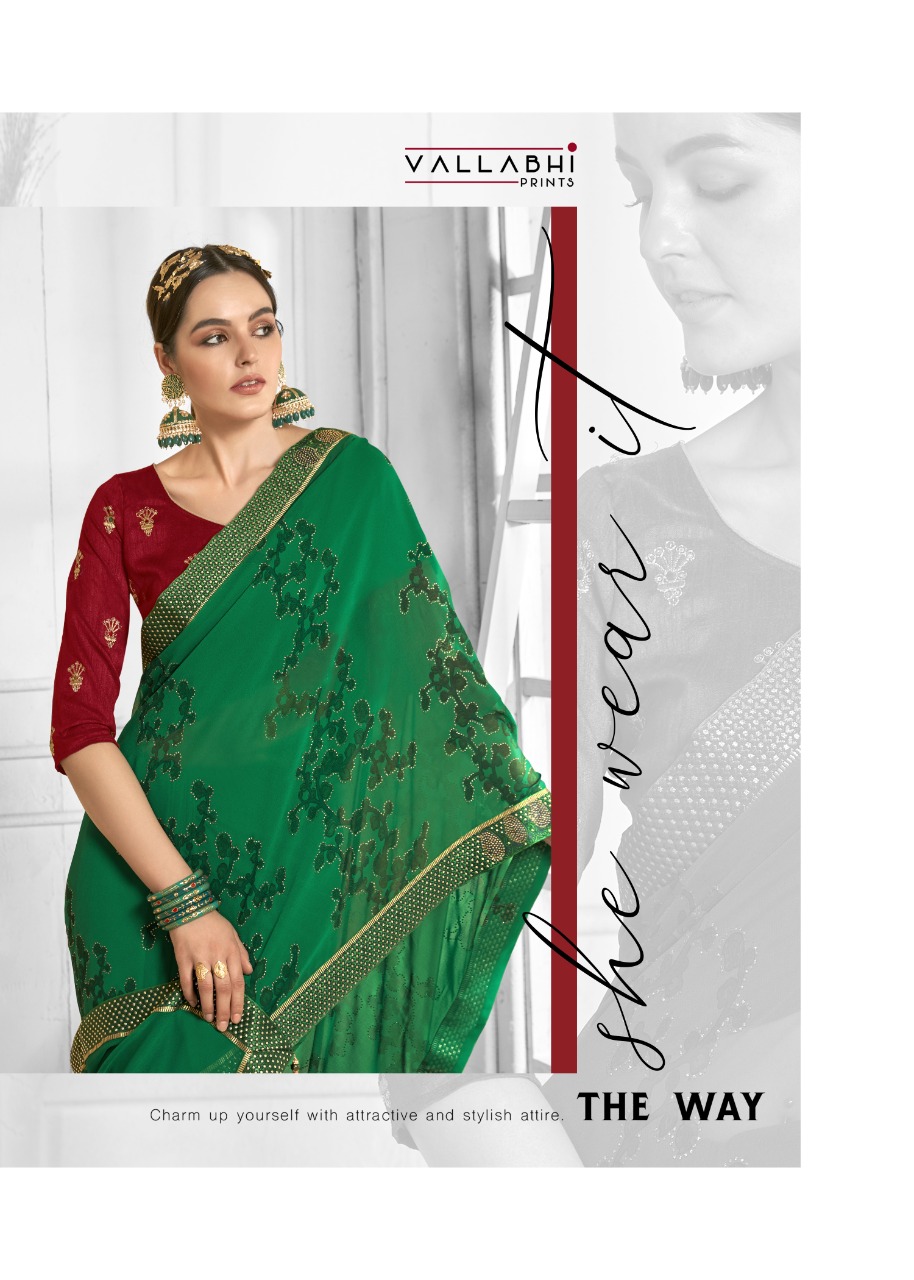 vallabhi print peacock georgette attractive look saree catalog