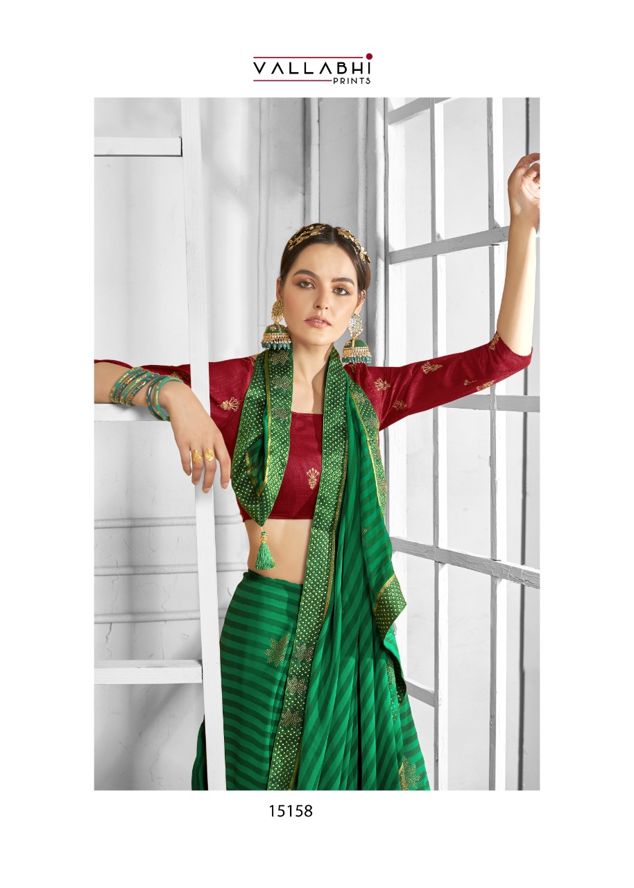 vallabhi print peacock georgette attractive look saree catalog