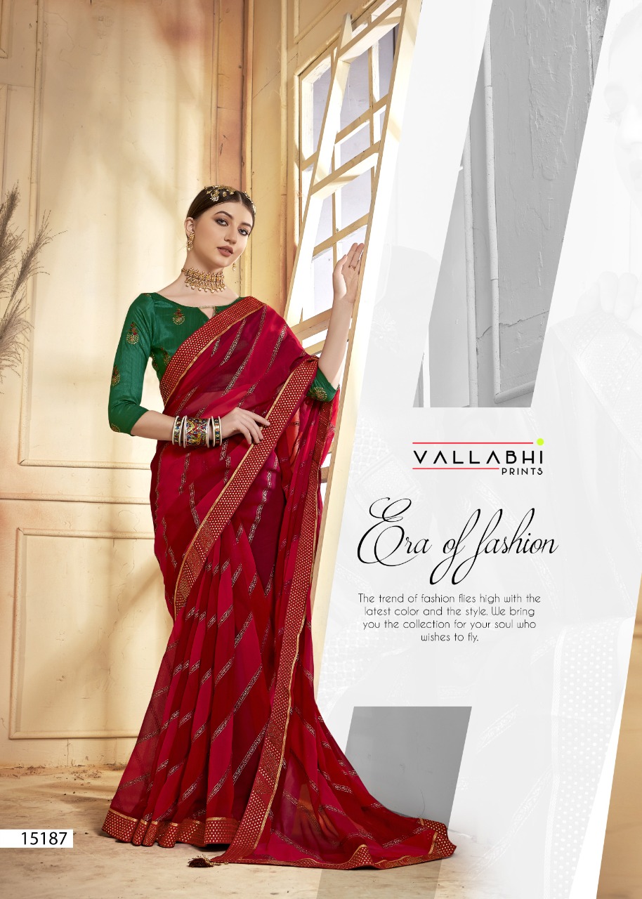 vallabhi print redfort georgette exclusive print saree catalog