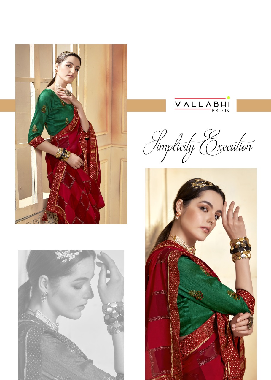 vallabhi print redfort georgette exclusive print saree catalog