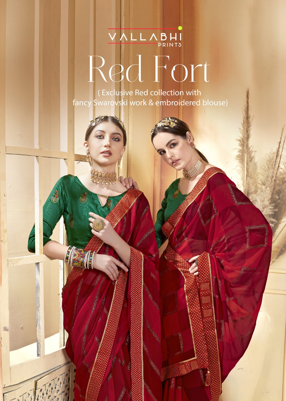 vallabhi print redfort georgette exclusive print saree catalog