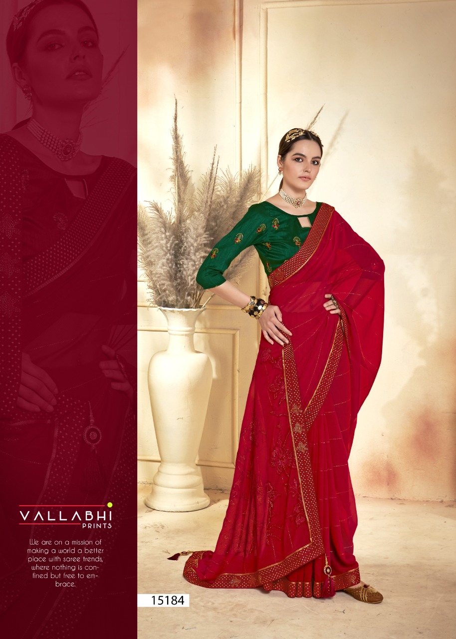 vallabhi print redfort georgette exclusive print saree catalog