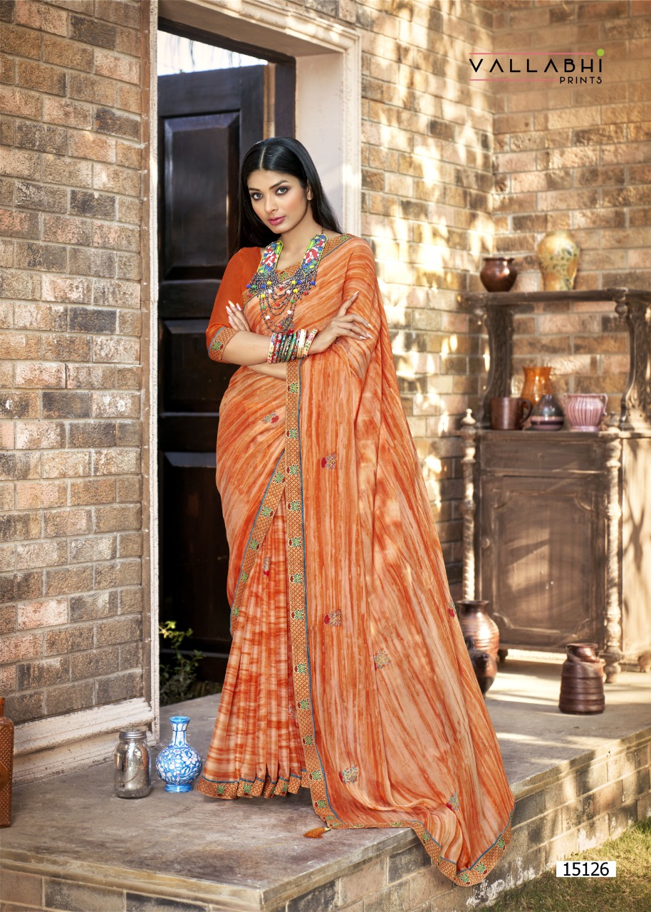 vallabhi print seeza georgette regal look saree catalog