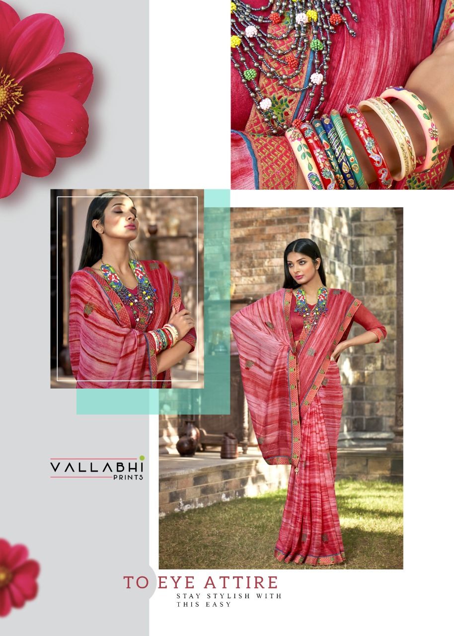 vallabhi print seeza georgette regal look saree catalog