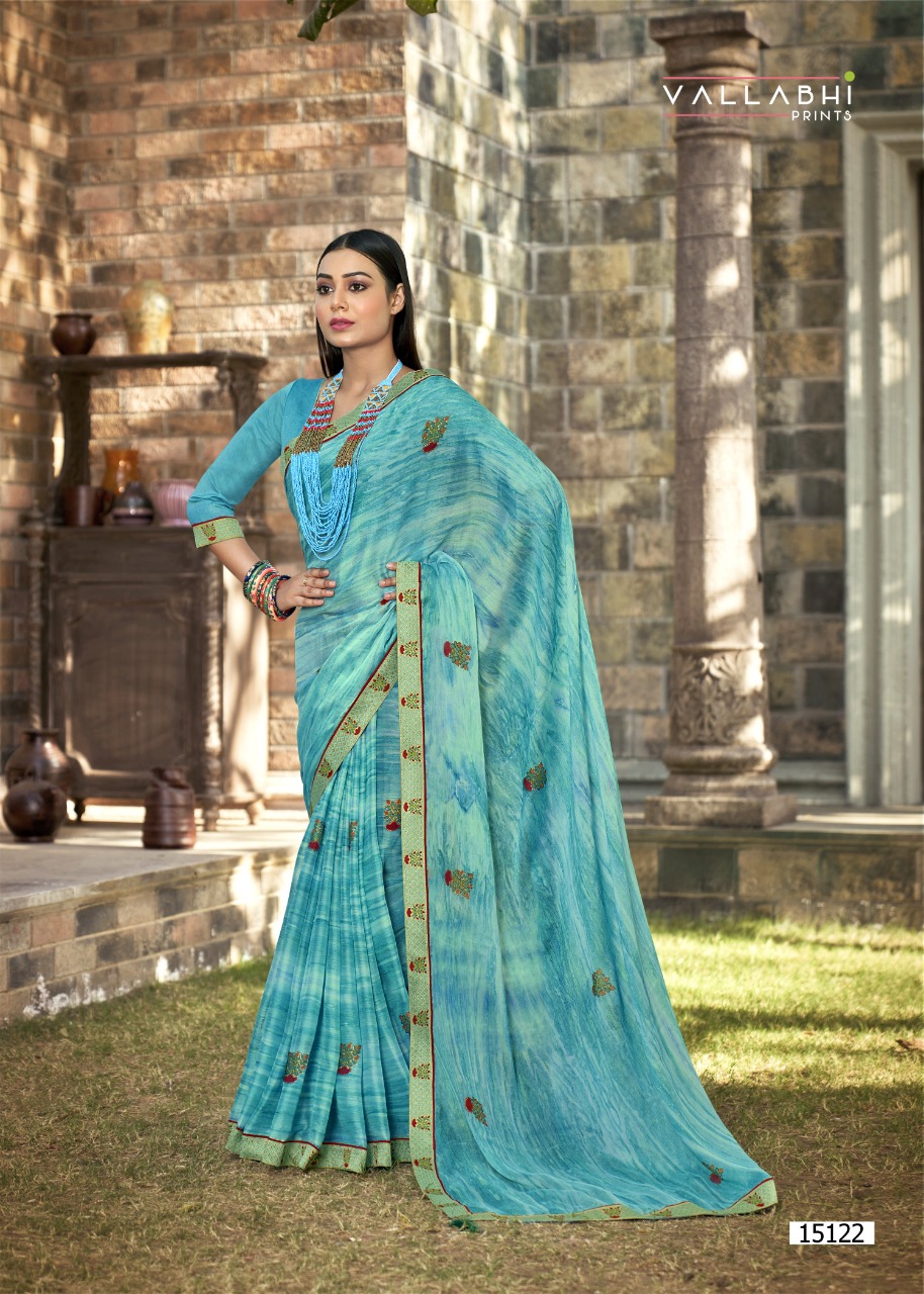 vallabhi print seeza georgette regal look saree catalog