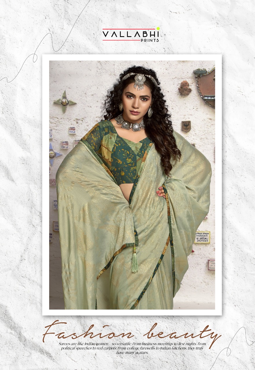 vallabhi print shanaya chinnon chiffon astonishing print saree catalog