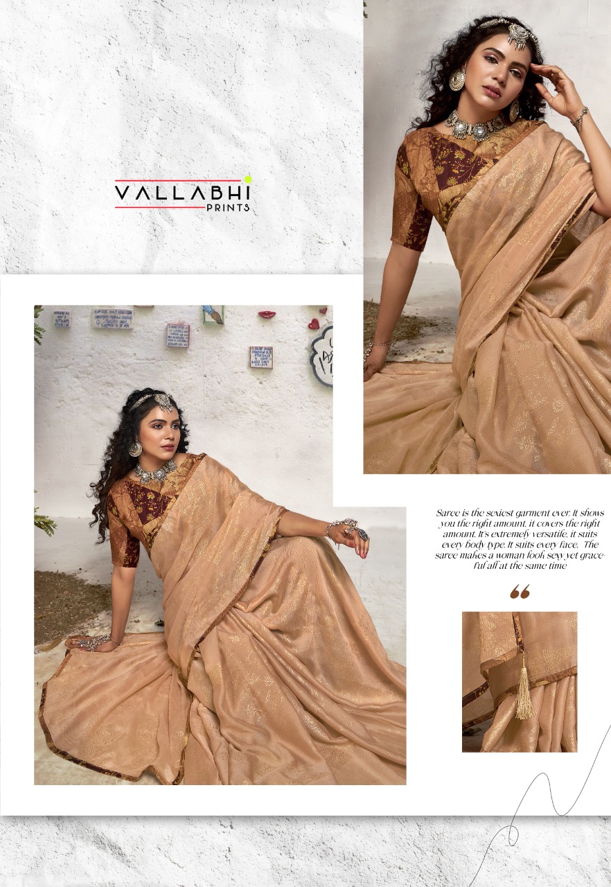 vallabhi print shanaya chinnon chiffon astonishing print saree catalog