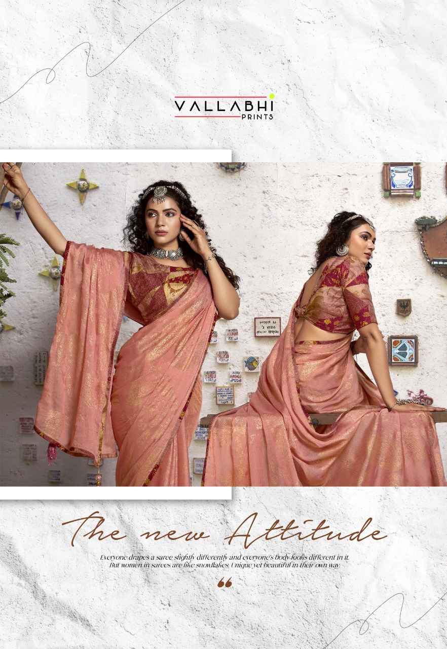 vallabhi print shanaya chinnon chiffon astonishing print saree catalog