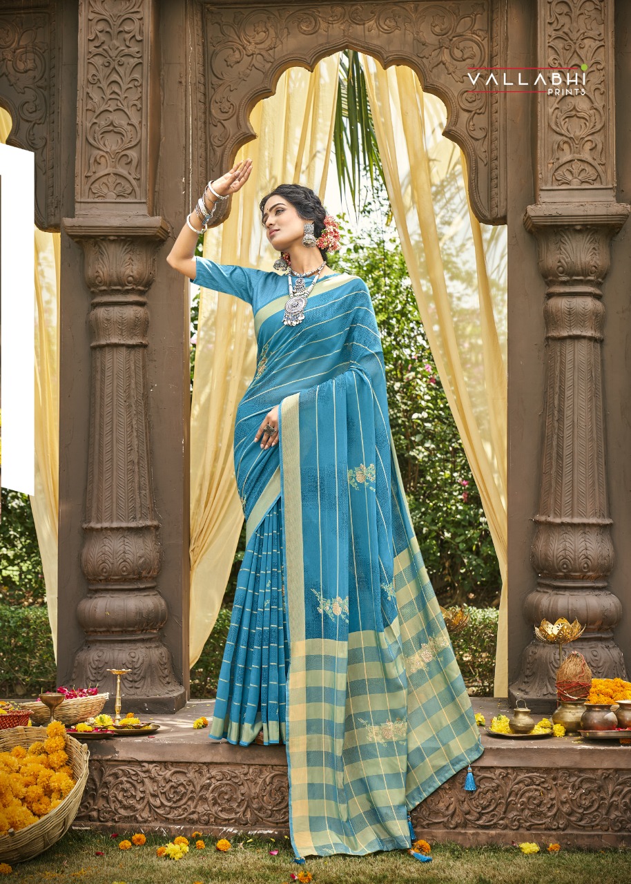 Vallabhi print soulful weightless regal look saree catalog