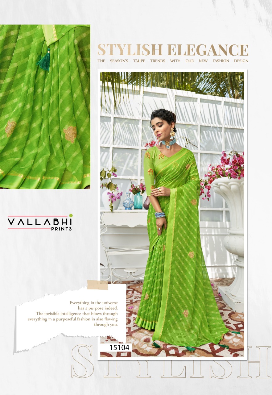 vallabhi print srish chiffon elegant print saree catalog