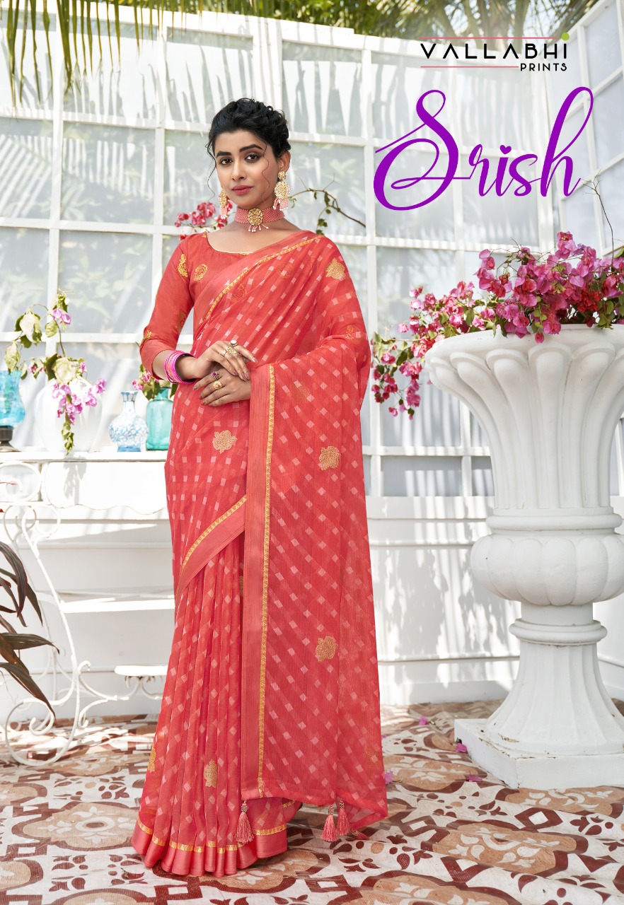 vallabhi print srish chiffon elegant print saree catalog