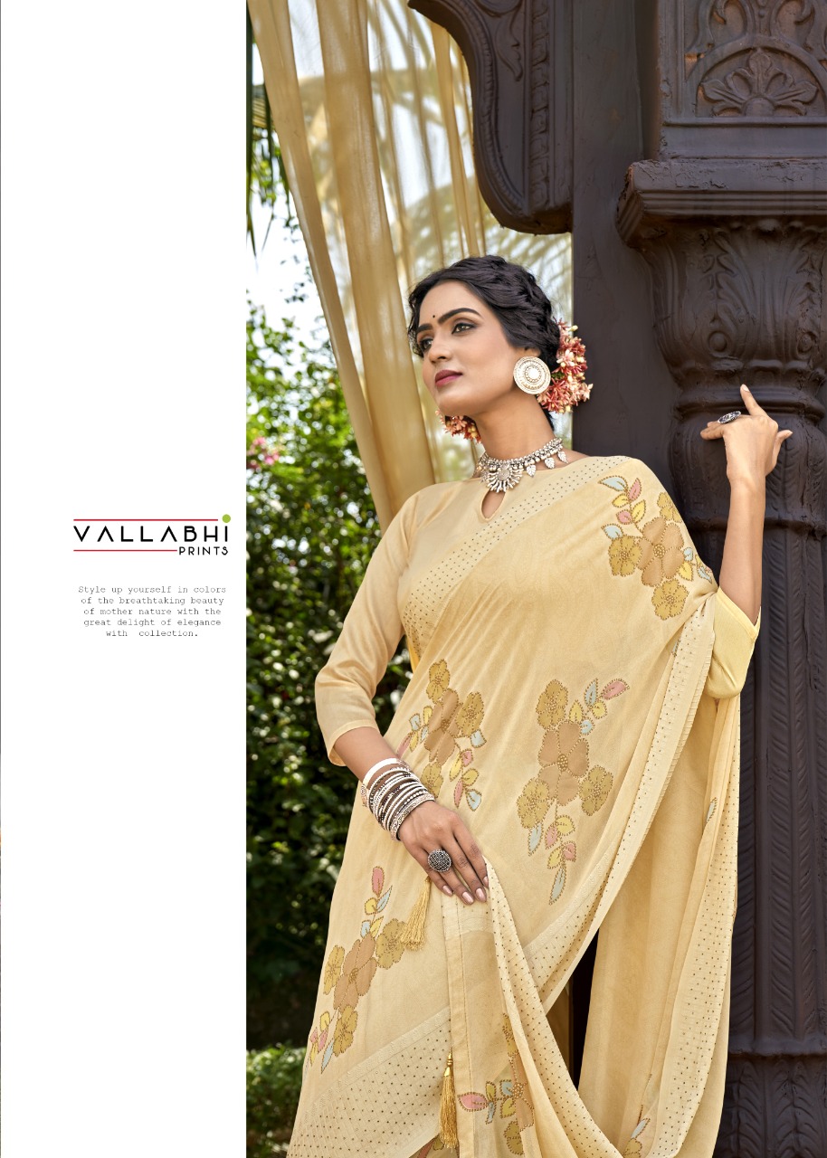 vallabhi print sunrise georgette decent look saree catalog