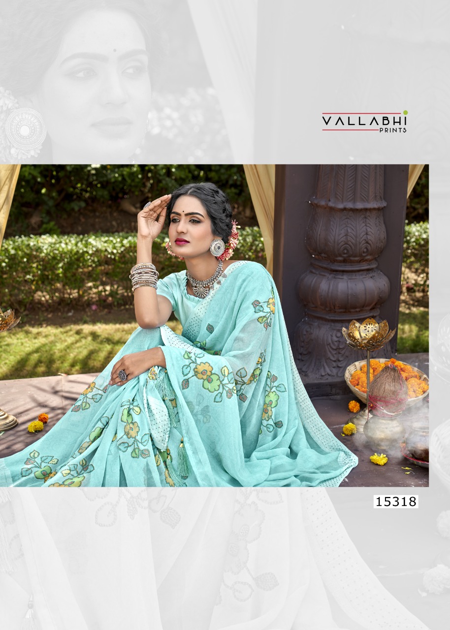 vallabhi print sunrise georgette decent look saree catalog