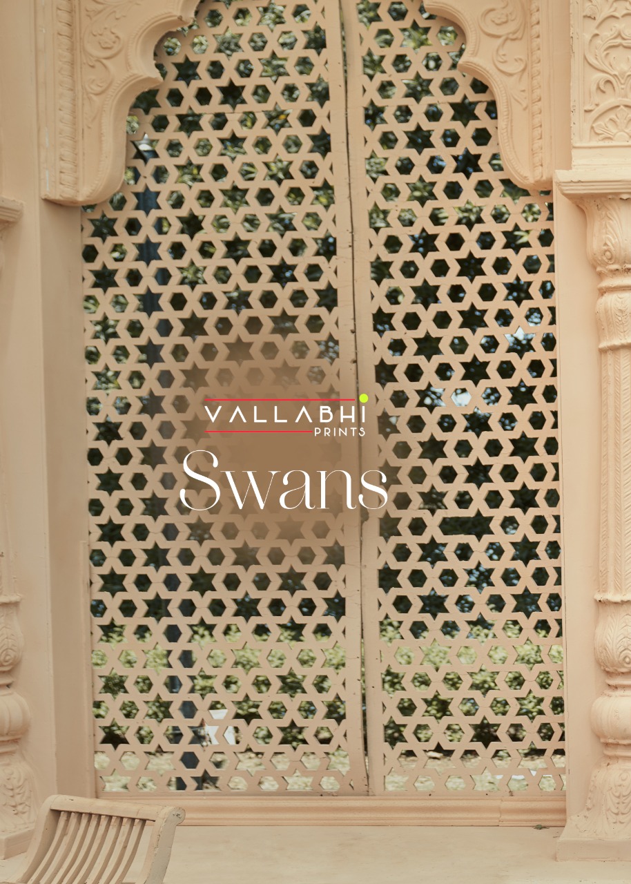 vallabhi print swans chiffon festive look saree catalog