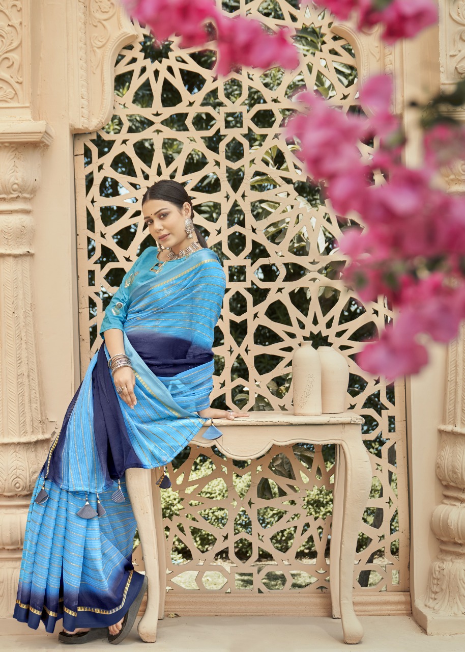 vallabhi print swans chiffon festive look saree catalog