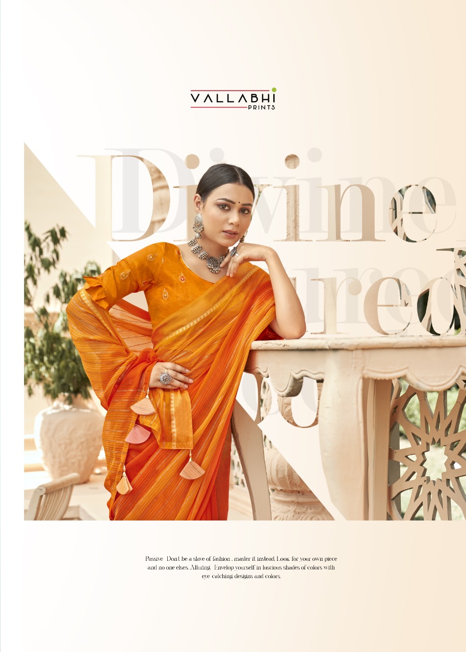 vallabhi print swans chiffon festive look saree catalog