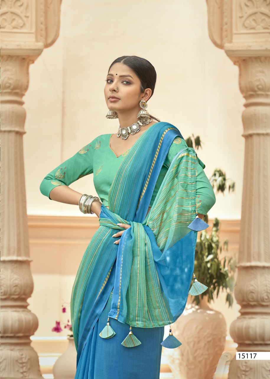 vallabhi print swans chiffon festive look saree catalog