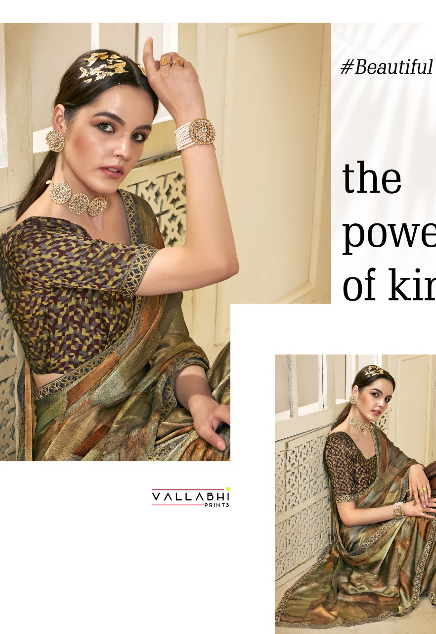 vallabhi print teetly moss chiffon astonishing print saree catalog