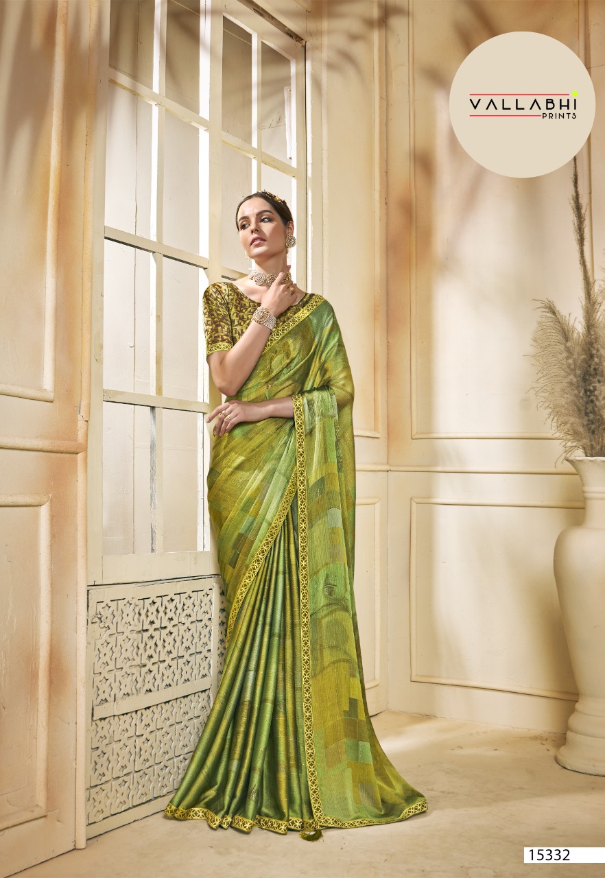 vallabhi print teetly moss chiffon astonishing print saree catalog