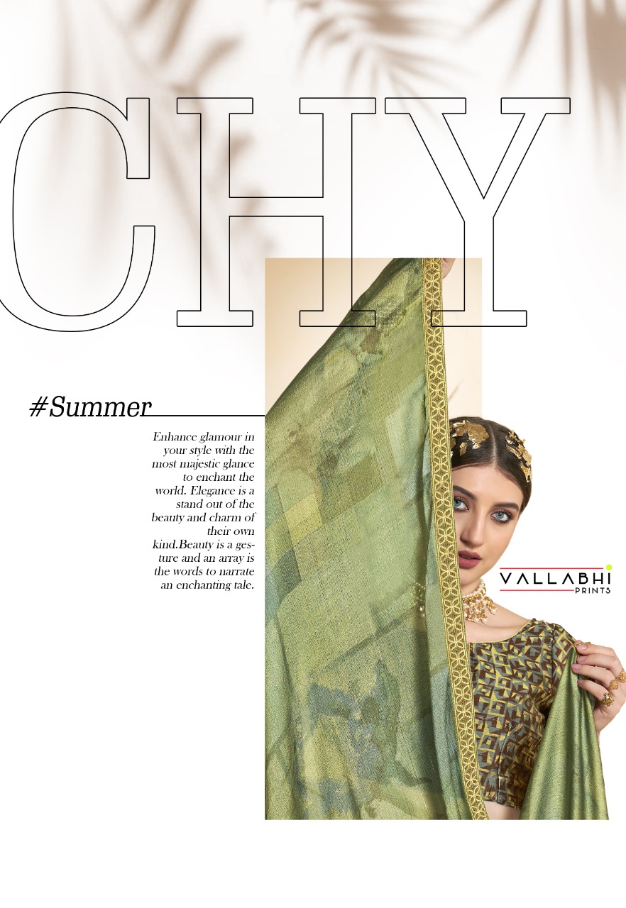 vallabhi print teetly moss chiffon astonishing print saree catalog