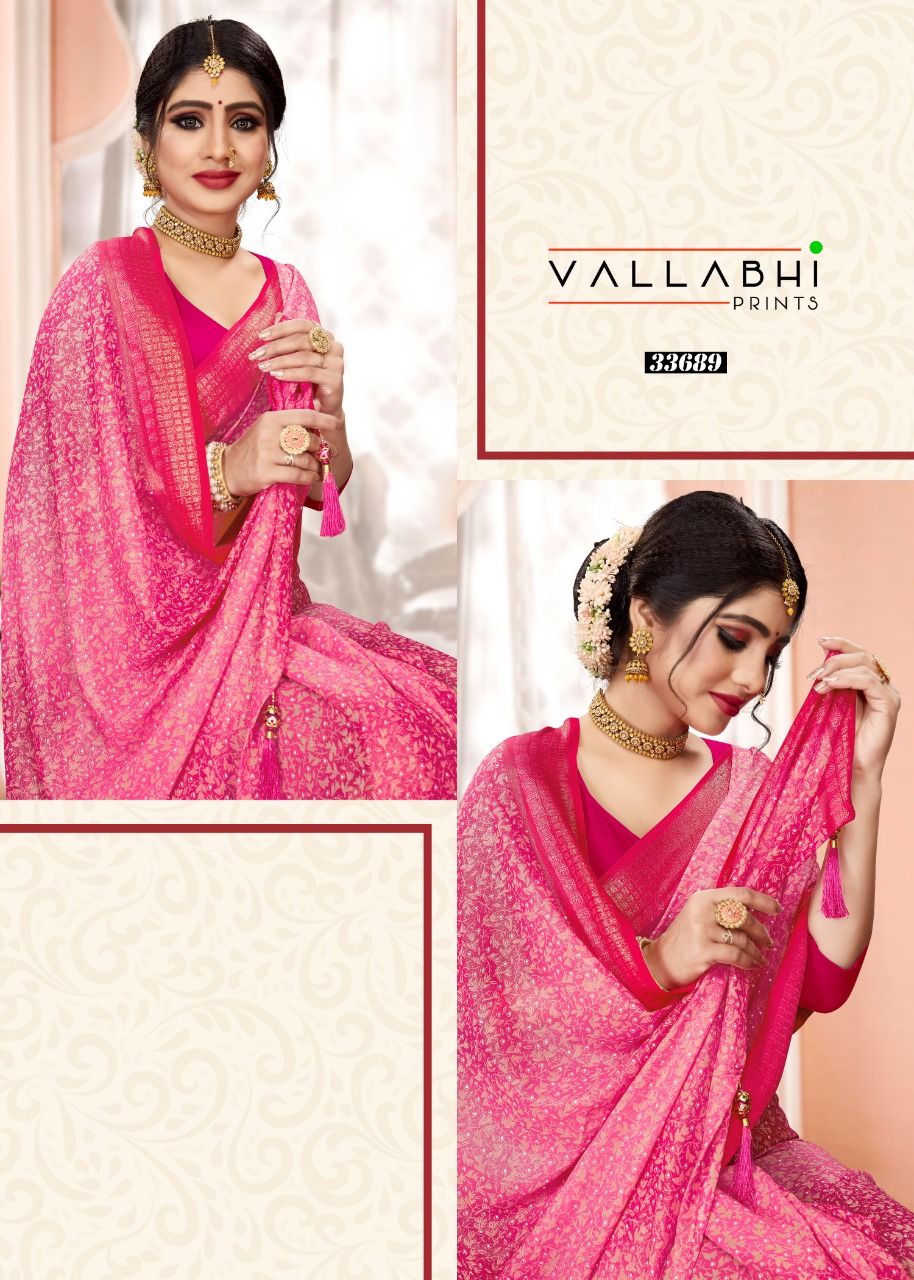 vallabhi print vyanjana georgette exclusive print saree catalog