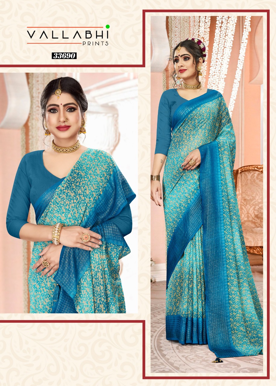 vallabhi print vyanjana georgette exclusive print saree catalog