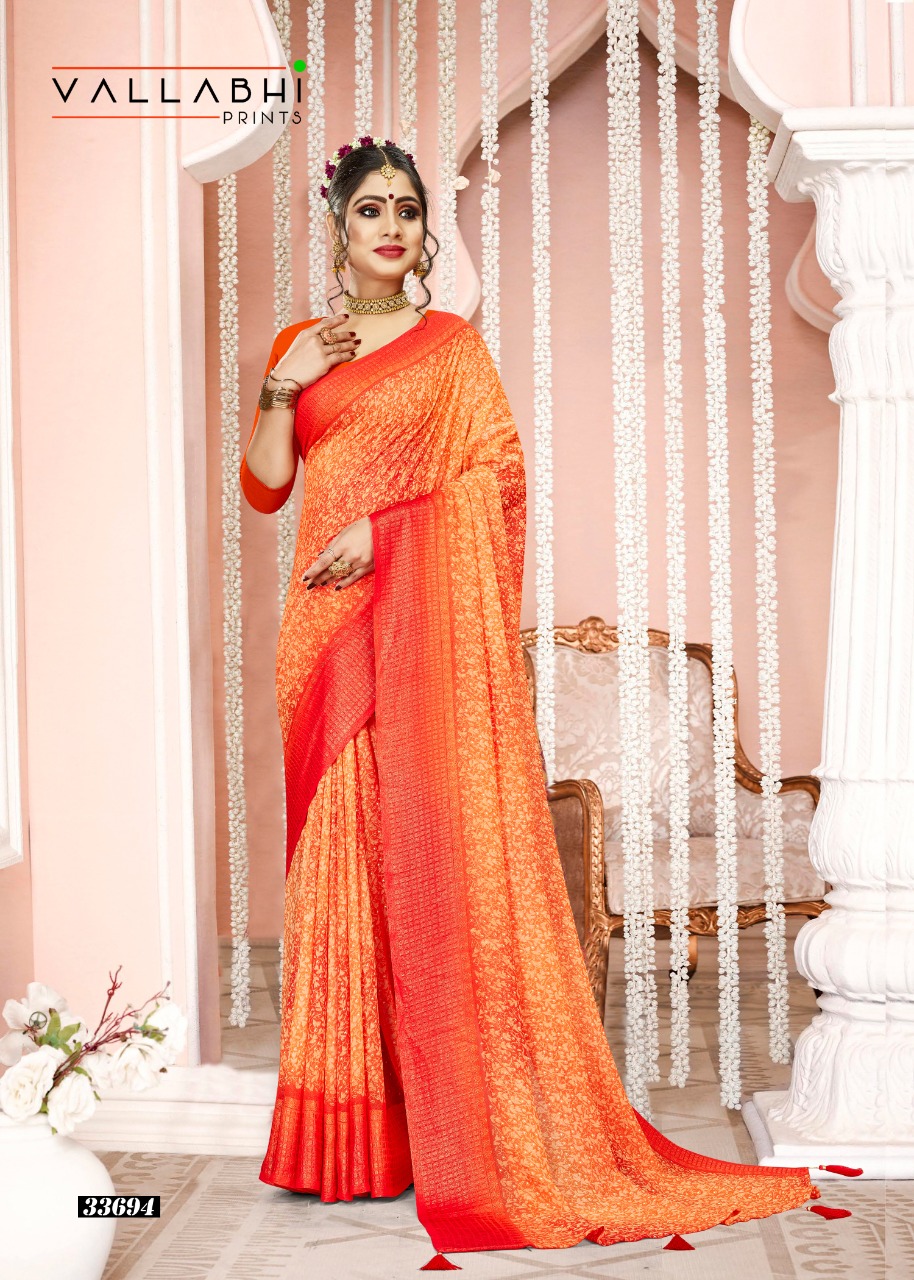 vallabhi print vyanjana georgette exclusive print saree catalog