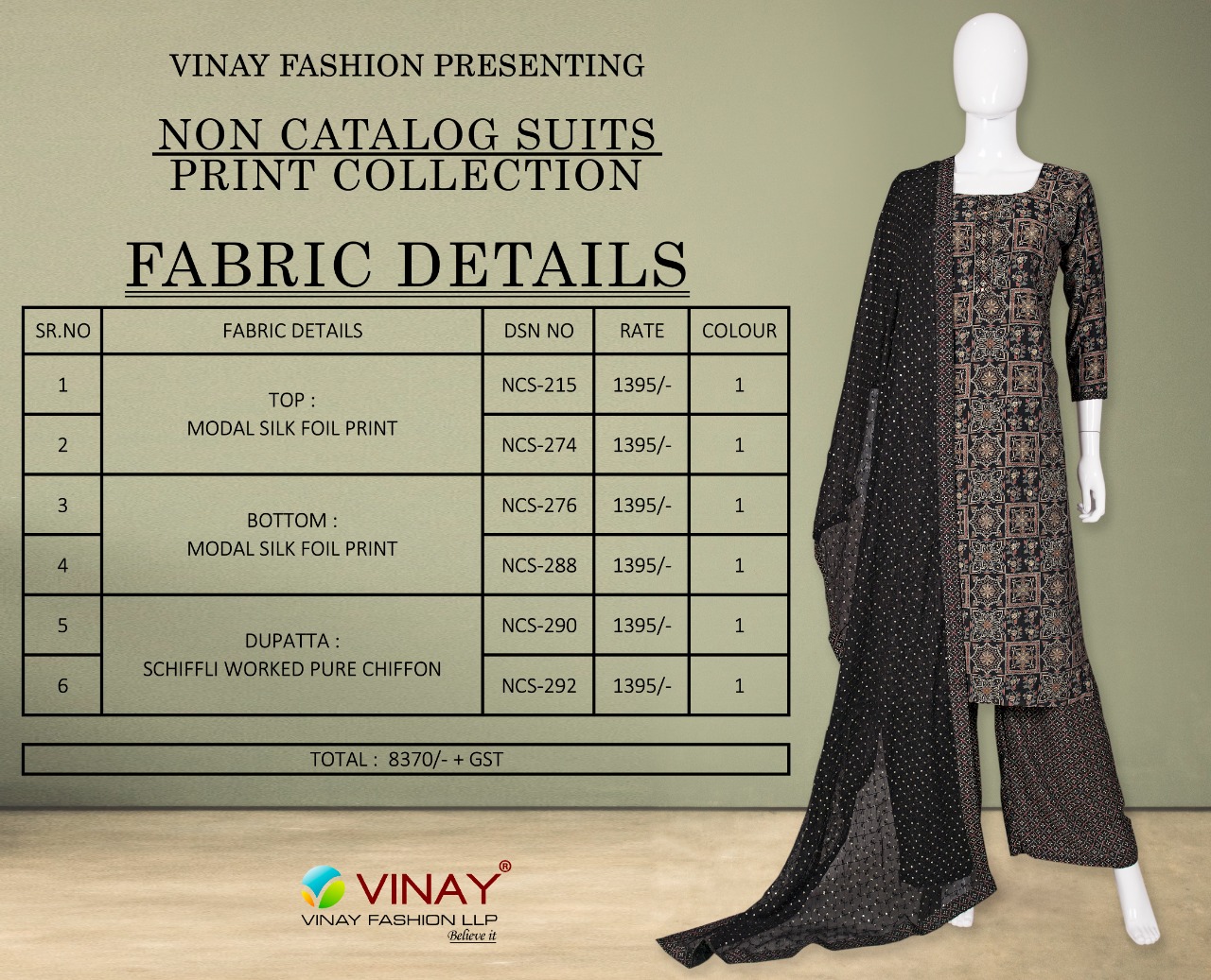 vinay fashion d no 215 274 276 288 290 292 modal print elegant look salwar suit colour set