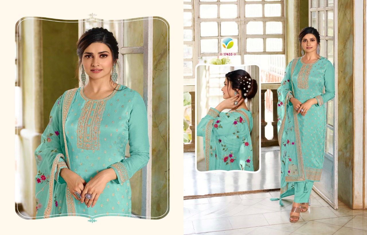 vinay fashion kaseesh aarzoo dola jaquard georgette regal look salwar suit catalog