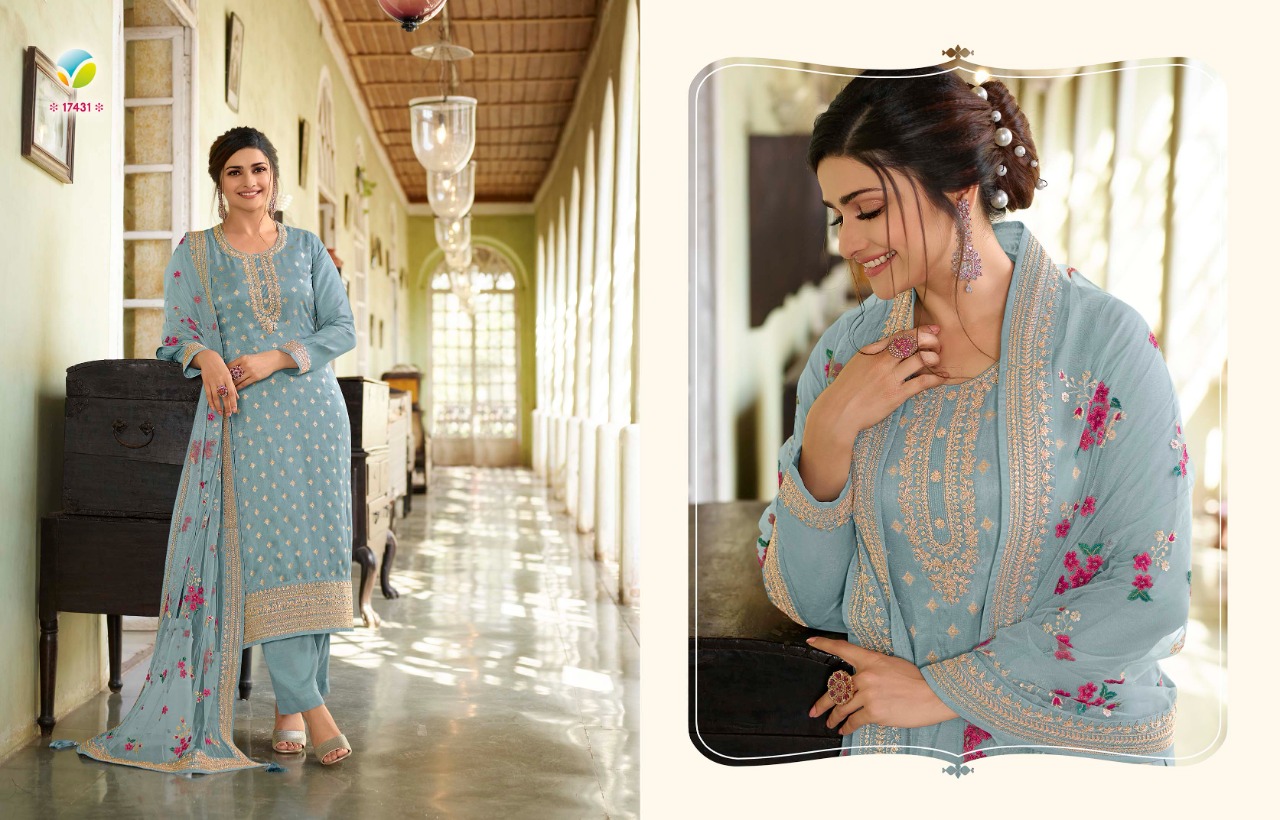 vinay fashion kaseesh aarzoo dola jaquard georgette regal look salwar suit catalog