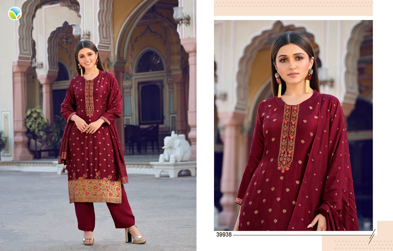 vinay fashion tumbaa noor viscose festive look top bottom with dupatta catalog