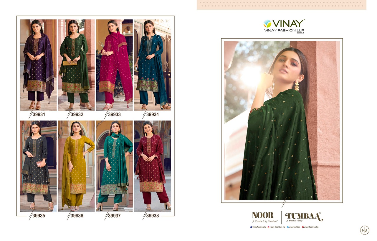 vinay fashion tumbaa noor viscose festive look top bottom with dupatta catalog