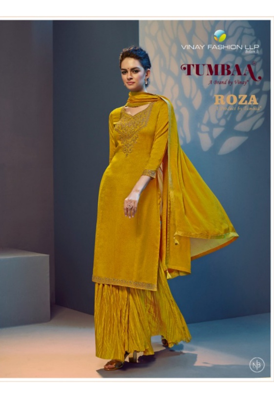 vinay fashion tumbaa roza silk festive look top bottom with dupatta catalog